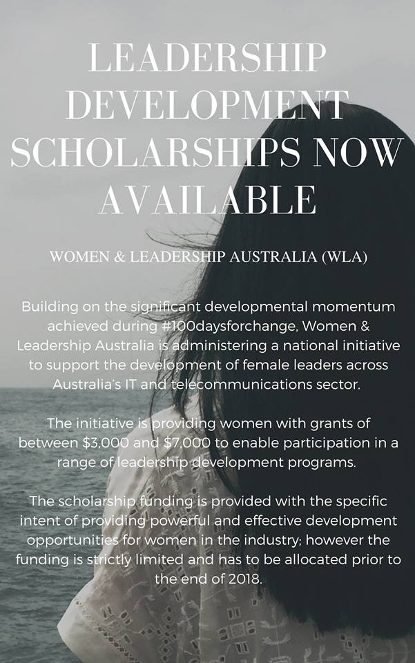 This is the last and final call for all women currently working in the IT and telecommunications sector to express their interest in the final end-of-year scholarship funding that is available. The EOI has now been extended until December 14th, 2018 ! wla.edu.au/funding1