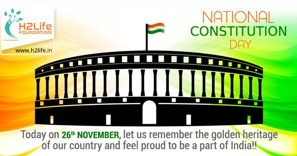 h2lifeconnect's tweet photo. Today, let us remember the golden heritage of our country and feel proud to be a part of India!! #NonProfitOrganisation #NGO #H2lifeFoundation #NationalConstitutionDay https://t.co/v4zHKDfOu8