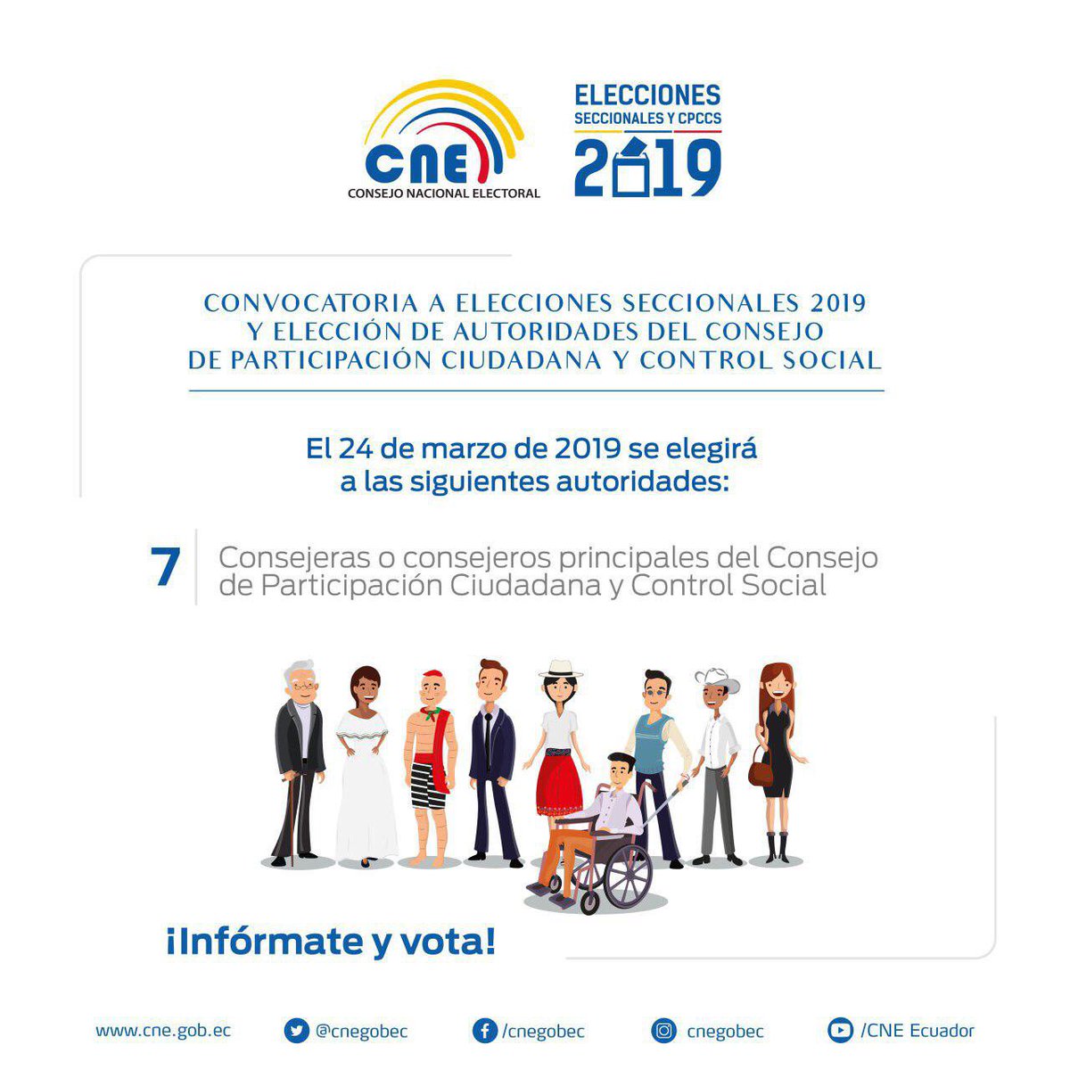 Convocatoria a elecciones, el próximo 24 de marzo de 2019.
Infórmate!
@votoexterior_ec <a href="/CancilleriaEc/">Cancillería del Ecuador 🇪🇨</a>