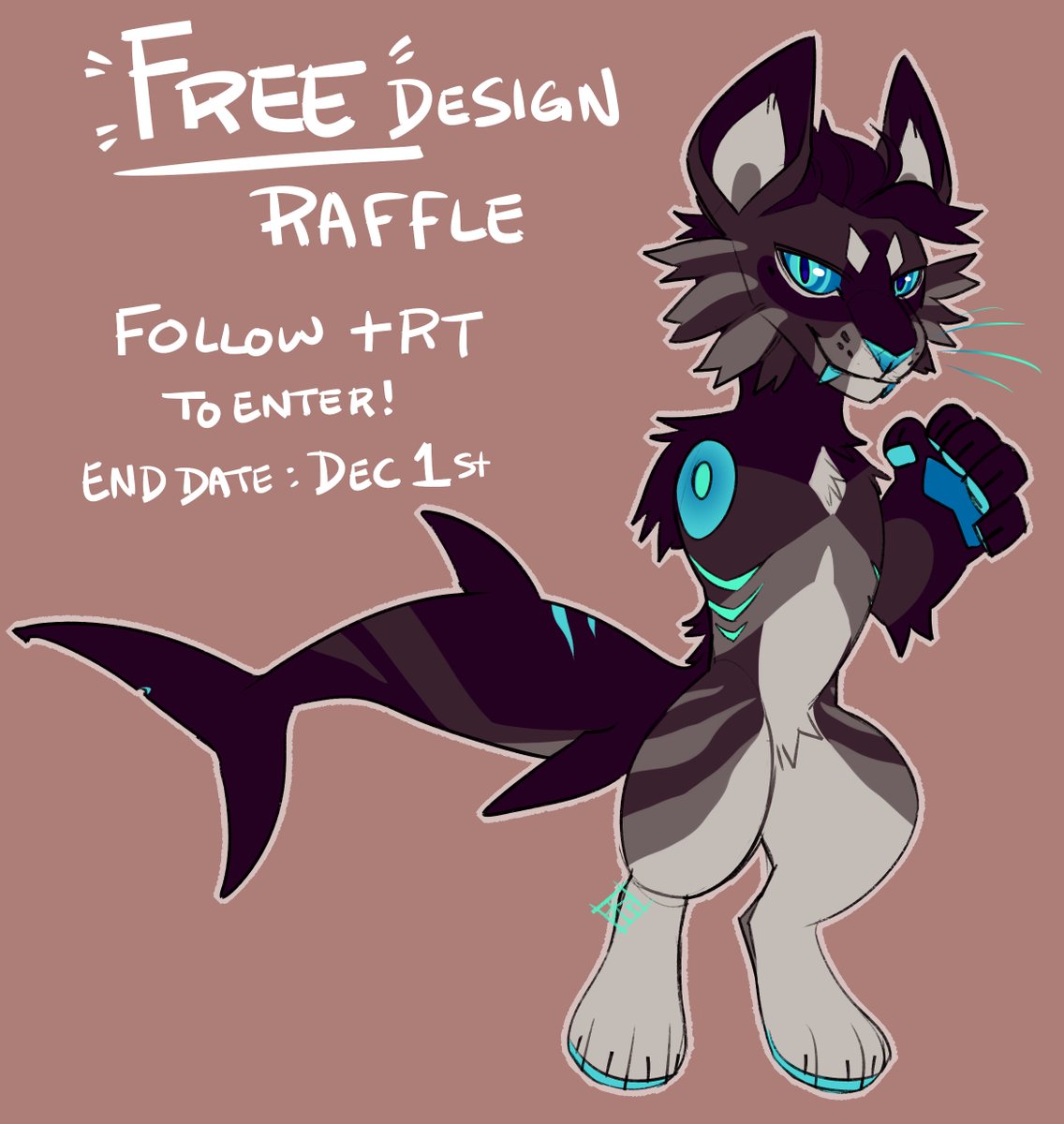BattyTangFang's tweet image. As a small celebration for recently reaching 4,500 watchers, I'm raffling off this saber-shark design!
Rules:
-Must follow me and RT this post to enter!
-Design cannot be sold, as I'm giving it away for free
-one entry per-person! 
raffle ends DEC 1st!