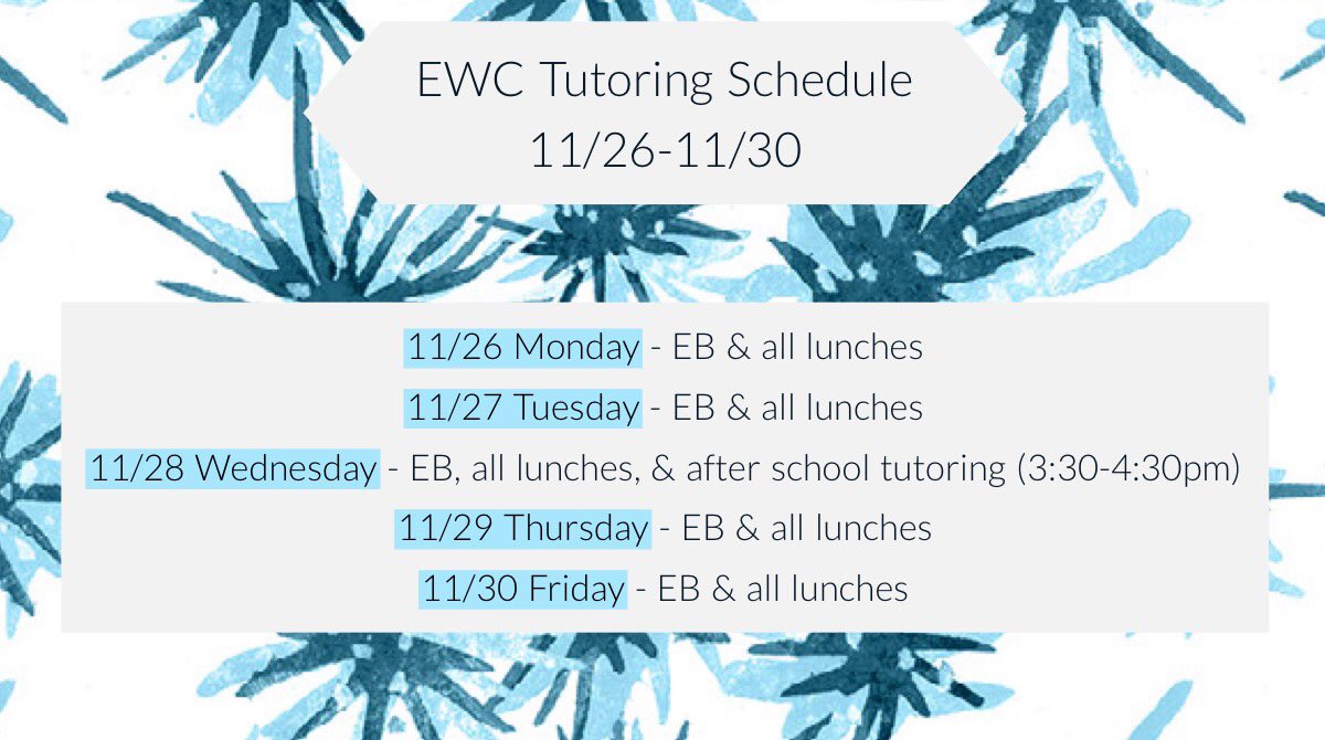 Hopefully everyone enjoyed their Thanksgiving break! Sleigh these essays and stop by the EWC! 🛷❄️