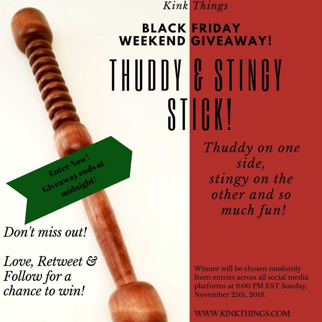 kinkthings's tweet photo. Win a fabulous Thuddy &amp; Stingy Stick! Like, follow and retweet to enter. Giveaway ends at midnight! #kinkthings #bdsmgifs #BlackFridayGiveaway #swingers #kink https://t.co/AP8II3Lgnb https://t.co/DEw77uVxar