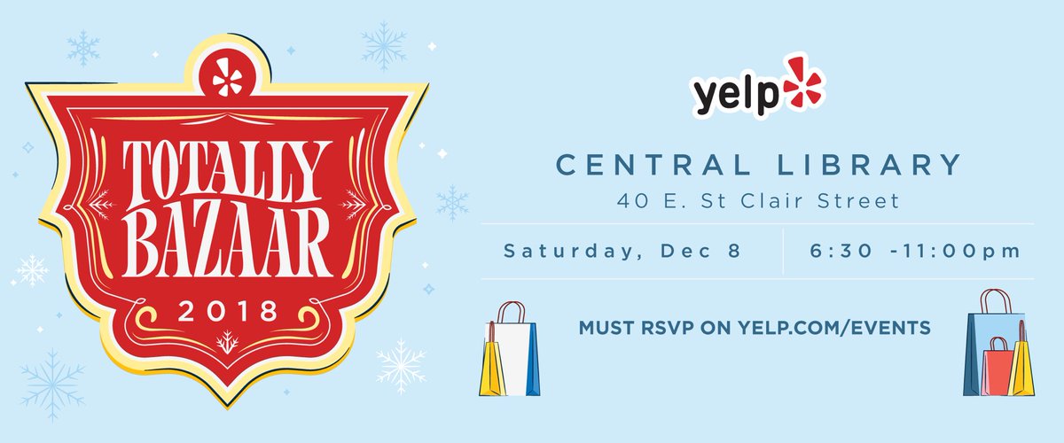 brittsmithindy's tweet photo. The countdown is ON! Have you RSVP’d yet for the 2018 @YelpIndy Bazaar at @indylibrary in @IndyDT ? ⏰ Tick tock! RSVP now ➡️ https://t.co/wX4ueMuJZD 🎄🎅🏽🎄 https://t.co/AHo6a7mBK2