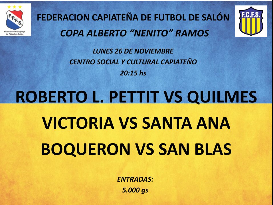 FCFS2's tweet image. Jornada para el día de mañana!!
Les esperamos 💪👏💛💙💛💙
#prensafcfs2018 #campeonato #instanciasfinales