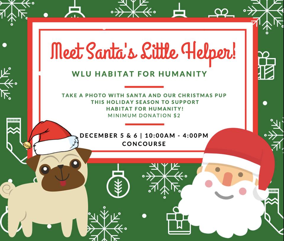 Come take pictures with Santa this holiday season! Catch him in the Concourse from 10 am to 4 pm on December 5th and 6th. Help him build a (gingerbread) house for a family in need and spread the holiday cheer.

Minimum donation of $2 and a smile per photo, Habby Holidays!