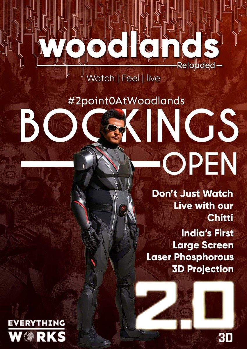 king_rizu's tweet photo. #2Point0AtWoodlands
#2Point0 @LycaProductions
@rajinikanth @2Point0movie #2point0FromNov29 #2Point0FromNov29th #2Point0Trailer #2Point0Challenge #2Point0VFX #2Point0inTN #Chitti #Thalaivar #3Point0 #TheFifthForce https://t.co/3vjiVgeszR