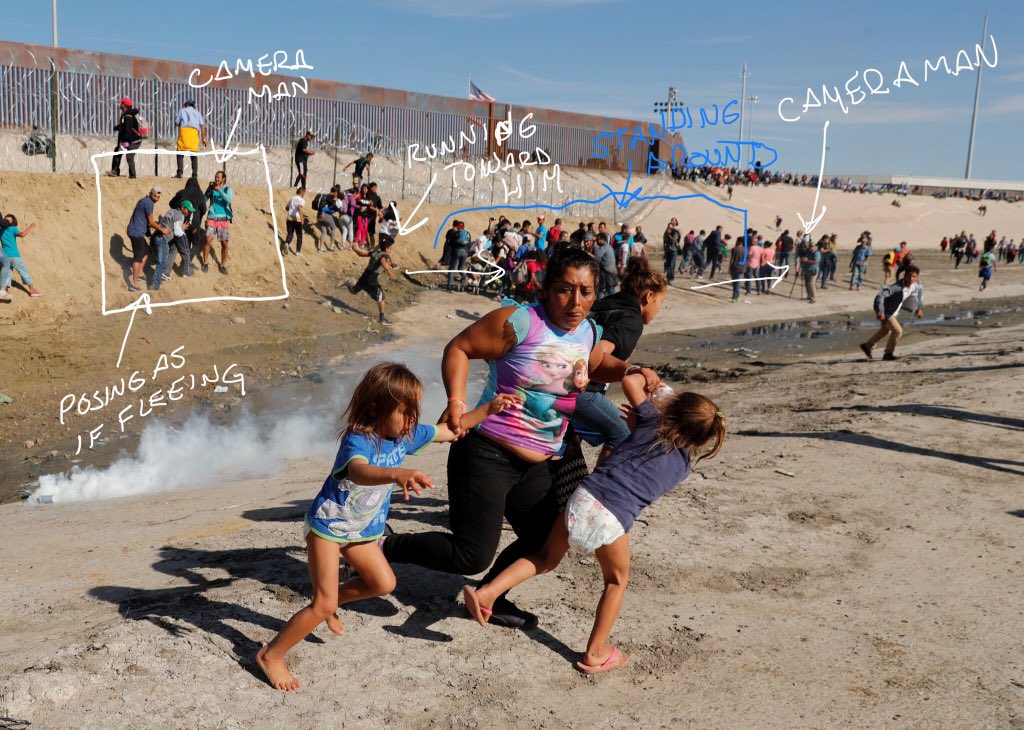 Photo of women dragging children out of tea gas in Tijuana was staged