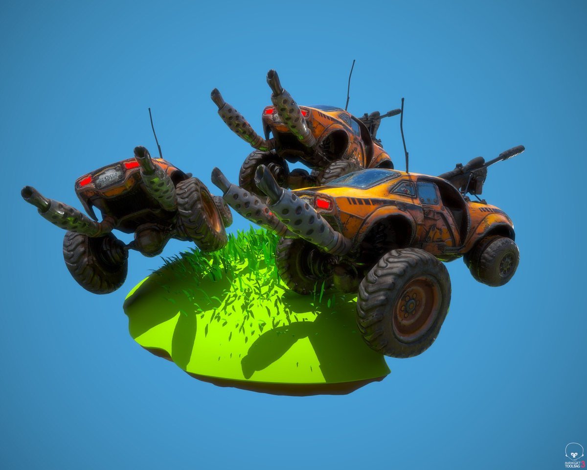 Ikameka_Art's tweet photo. More Wild Beyond goodies! One of the first vehicles I worked on to help define the fun style. #wildbeyond #gameart #ratrod #marmosettoolbag #zbrush #SubstancePainter https://t.co/VxIaZBOxJO