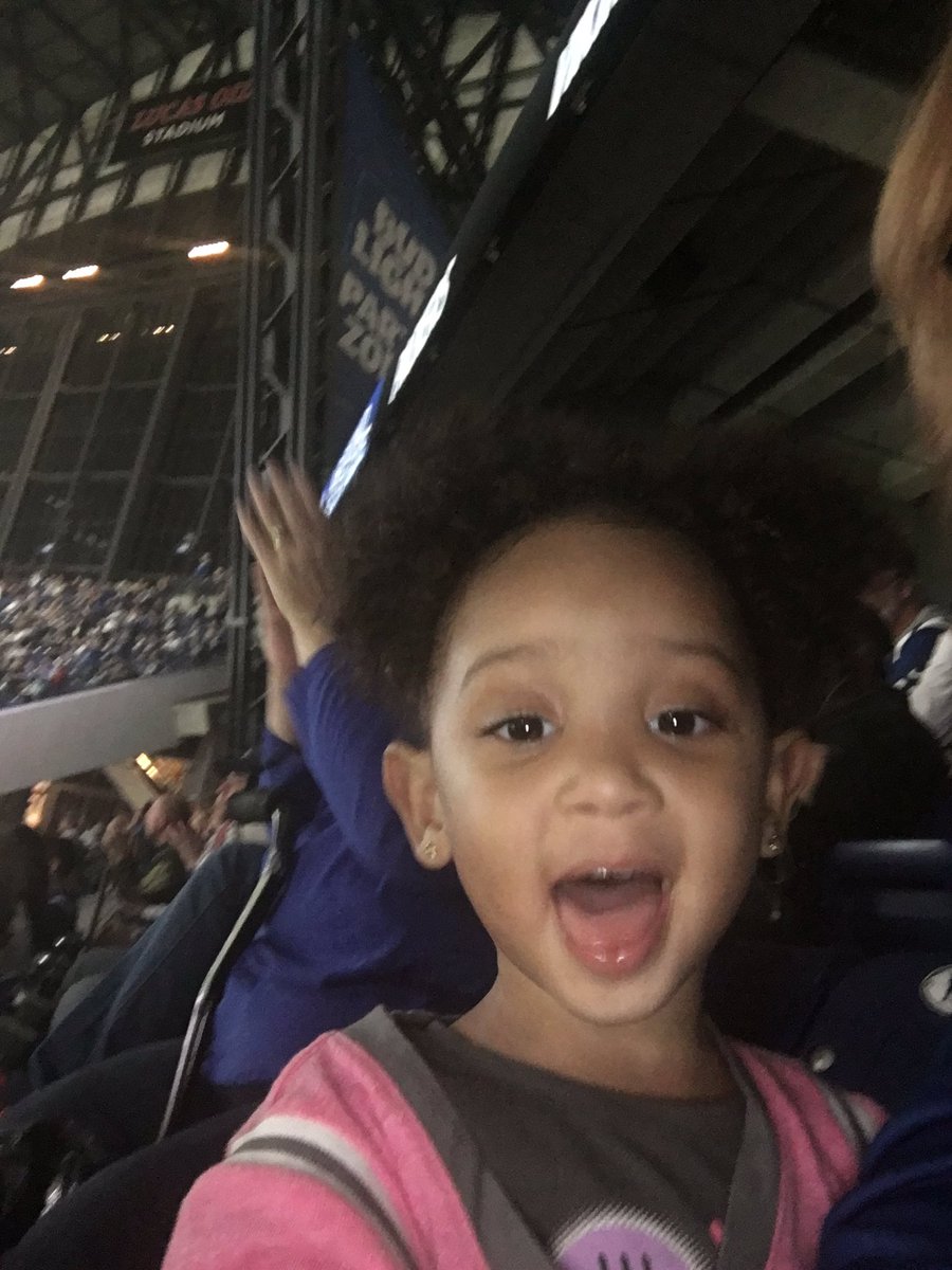 karmenrane's tweet photo. Nene’s first Colts game!!  So much fun!!  #firstcoltsgame #indianapoliscolts #ColtsNation https://t.co/wJr86pxyOM