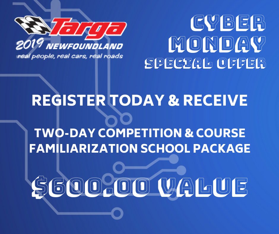 Cyber Monday Special Offer!

Register today and receive the Competition &amp; Course Familiarization School package when you register today! 

targanfld.com/cyber-monday-s…

#CyberMondayDeals #CyberMonday2018 #targanl2019