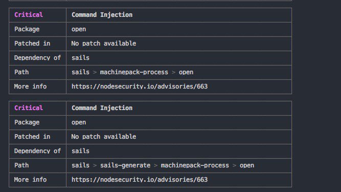 cessmestreet's tweet image. @mikermcneil how do I get rid of this critical npm warning #sailsjs
