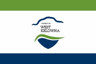 124: WEST KELOWNA (2.4 points)- Our first "let's put our logo between two bars" flags. GET READY FOR MORE- Bars are too skinny, text is too busy