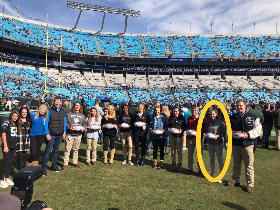 wataugaboosters's tweet photo. Watauga Women’s Tennis very own Magali Turner was awarded the Carolina Panthers Community Captain Award at today's 
@Panthers game! We are so proud, Magali!!  CONGRATULATIONS!! 
💙🖤🎾
@WHSPioneerPride @WataugaPioneers https://t.co/UnkQh6nrBC