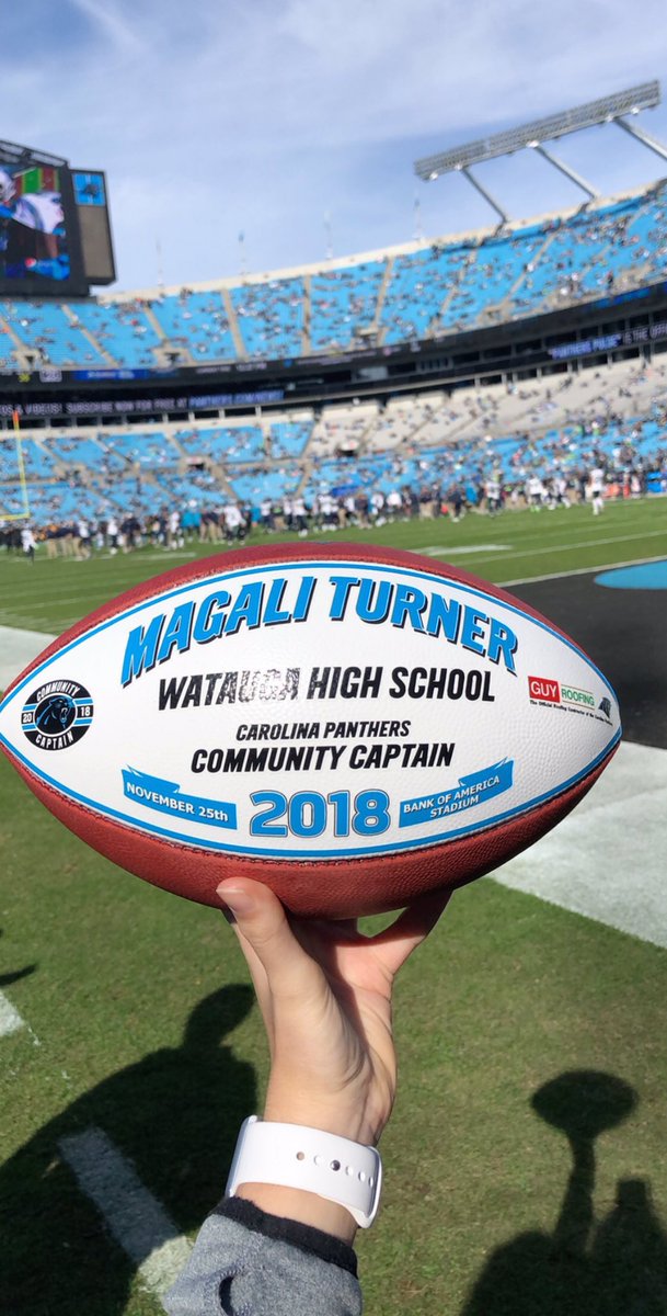 wataugaboosters's tweet photo. Watauga Women’s Tennis very own Magali Turner was awarded the Carolina Panthers Community Captain Award at today's 
@Panthers game! We are so proud, Magali!!  CONGRATULATIONS!! 
💙🖤🎾
@WHSPioneerPride @WataugaPioneers https://t.co/UnkQh6nrBC