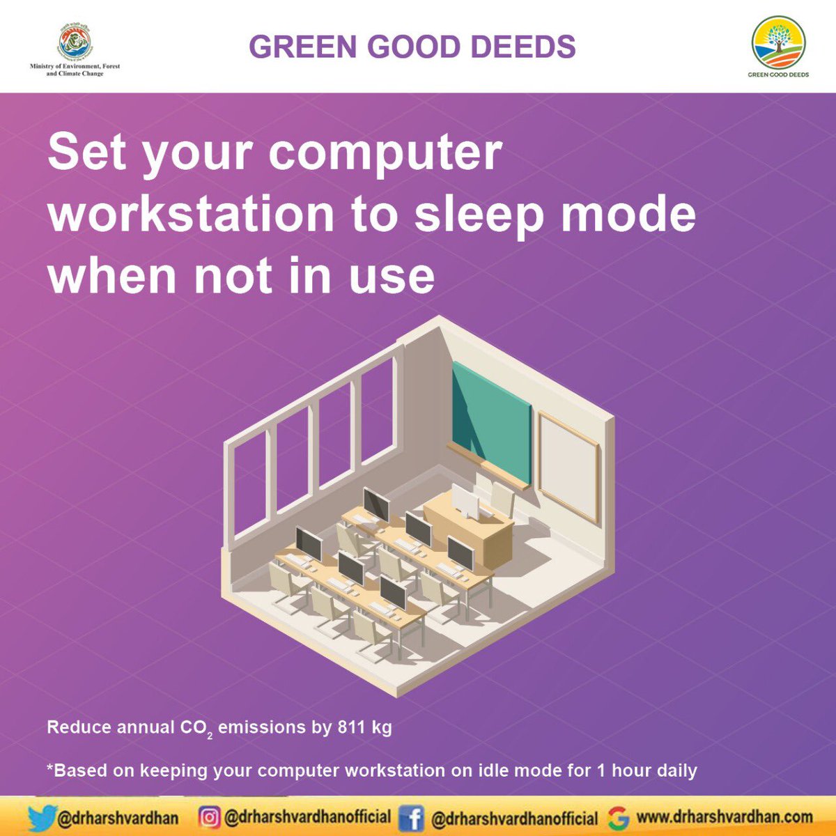 #GreenGoodDeed_58

Use sleep mode for your #Electronic #gadgets like computers when they are not in use.This not only saves #power but also increases the life of your devices.
<a href="/moefcc/">MoEF&CC</a>  @UNEnvironment
