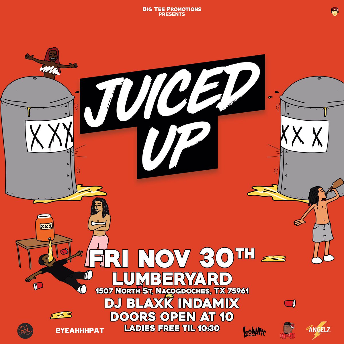 YeahhhPat's tweet photo. Might as well make it a weekend 😈

Nac on Friday #JuicedUp 🍼 🍺 

Tyler on Sat. #ETXFinal 🚗 🗣 https://t.co/3OqZJF3Huj