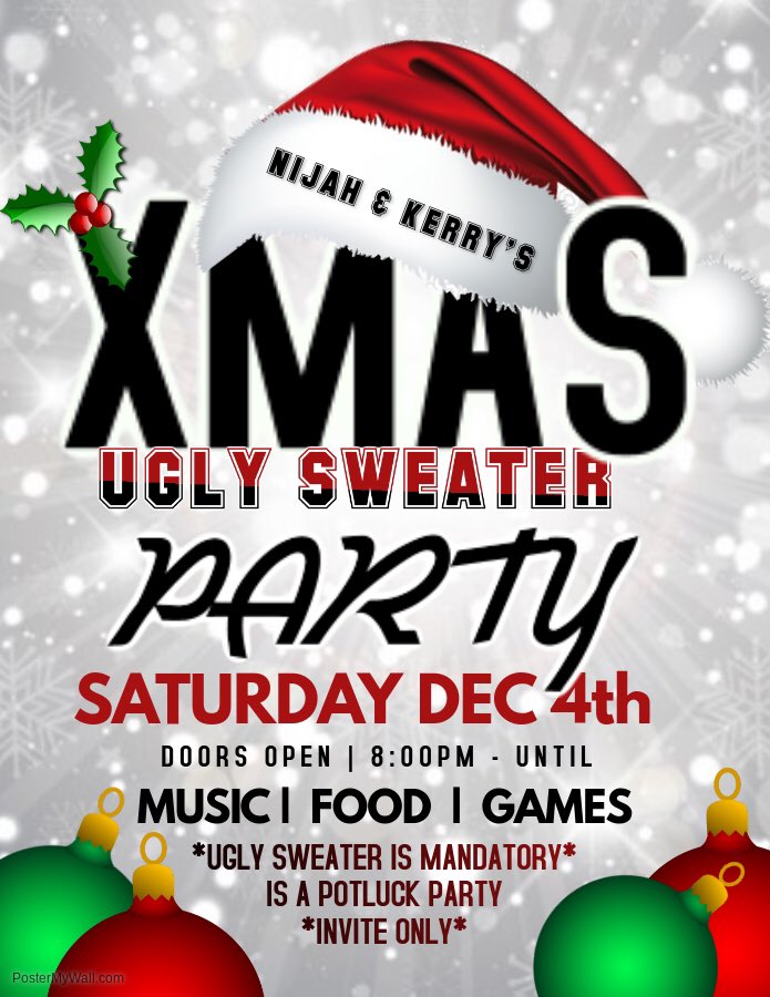 crowdedkj's tweet photo. •#TheUglyXMAS🎄
12.4.18 🗓
•*INVITE ONLY*
•UGLY SWEATER MANDATORY
•HOSTED BY: NIJAH & KERRY
#UglySweater #Potluck #ProjectXMas https://t.co/EmcKJfqRK8