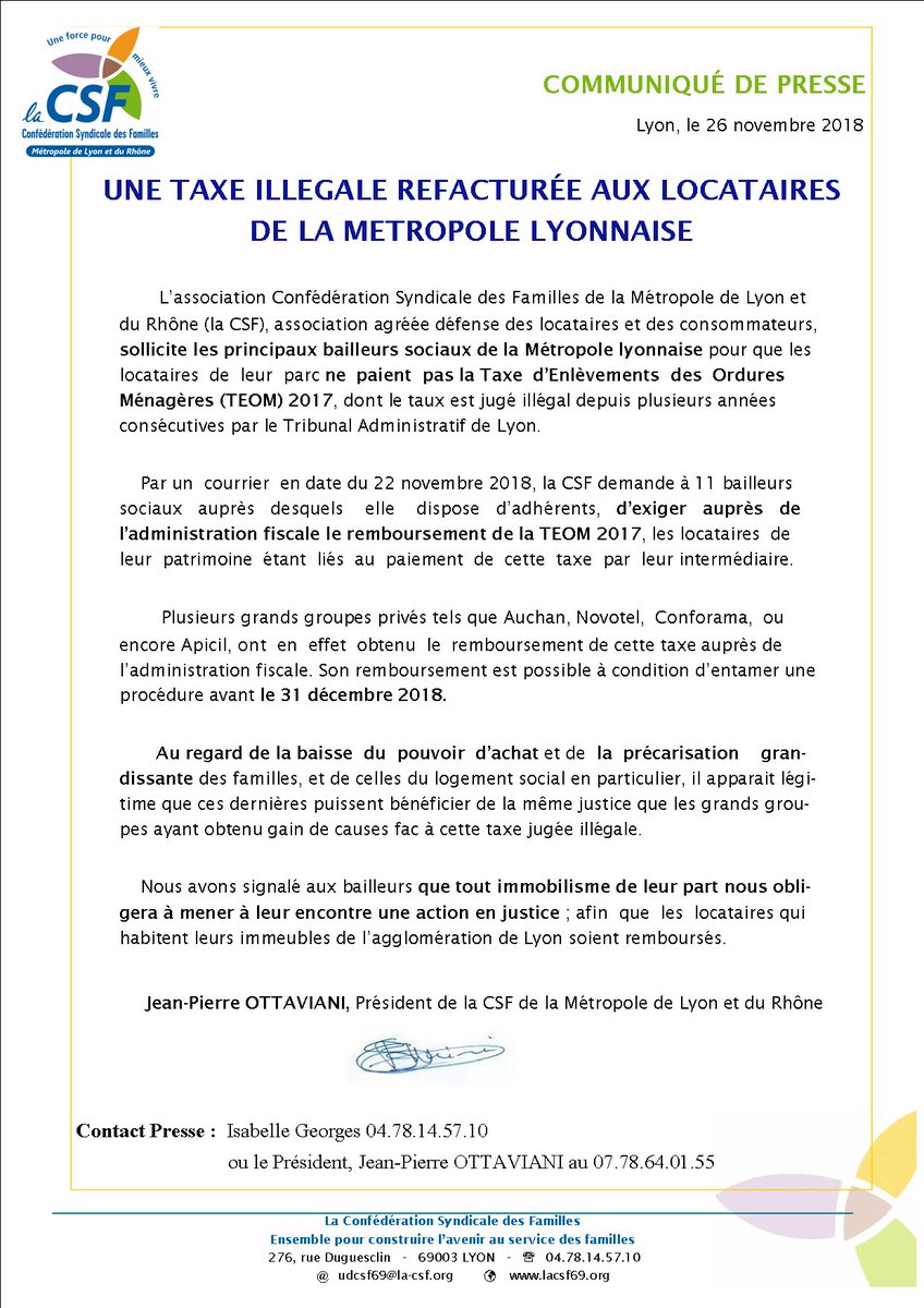 CSF_69's tweet photo. La CSF en action pour le remboursement d'une taxe jugée illégale aux locataires de la Métropole Lyonnaise ! https://t.co/w3slDGVVaq
