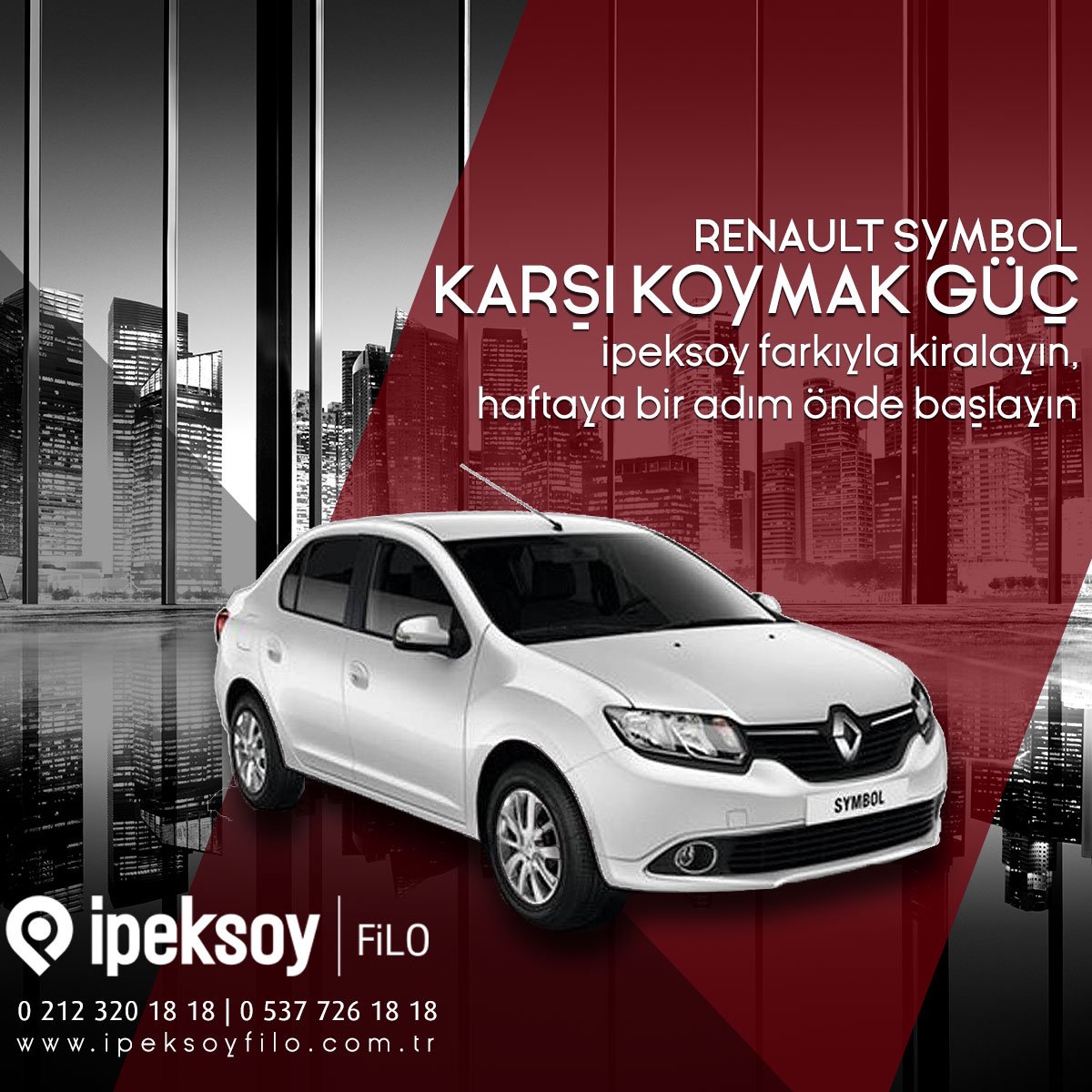 Aracınızı İpeksoy Filo farkıyla kiralayın, haftaya bir adım önde başlayın!  
0 212 320 18 18 | 0 537 726 18 18 ipeksoyfilo.com.tr

#ipeksoyfilo #rentacar #arabakiralama #istanbularaçkiralama #kiralıkaraç #renault #renaultsymbol #sonmodel #araçfilosu #iyihaftalar #istanbul