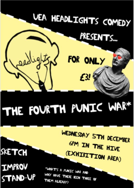 UEA_Headlights's tweet photo. Satanism. Tennis. Are like bread and butter, or we hope so because they're both part of our Christmas show. 
That's right, Headlights is back, and there's nowhere to hide...so you might as well come.
Book tickets at the SU website now. https://t.co/j370kadclw