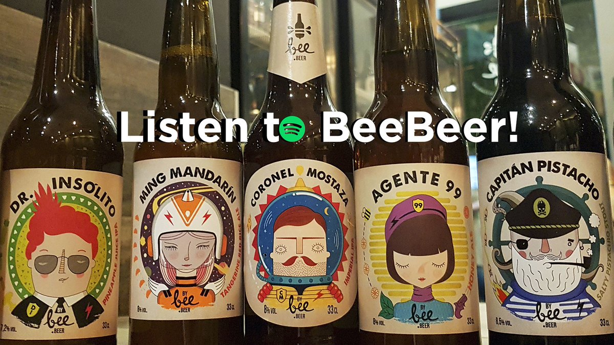 beebeermadrid's tweet photo. Did you stay at home for #CyberMonday? Let the #CoronelMostaza, #DrInsólito, #Agente99 &amp; #MingMandarín join you! Follow our #BeeBeer playlists on Spotify!

#BeeHappy #NowPlaying #CraftBeerMadrid

[Search our Bee Beers on Spotify or CLICK here https://t.co/TZaVCrCya2 ] https://t.co/Yfll29tqmX