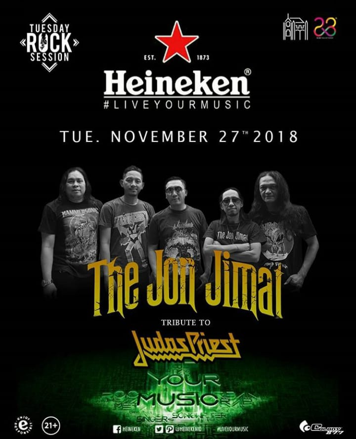 susandarma's tweet photo. Tomorrow on TRS, November 27th 2018
.
HEINEKEN Present TUESDAY ROCKSESSION.
.
The Jon Jimat tribute Judas Priest..
.
Also Perform
Soundmotion - D'Crow - Ivan S.O.C
.
Info &amp; Rsvp
Hotline +62811 345 81 81
.
#colorspub #colorspubsby https://t.co/u20spDN6bp