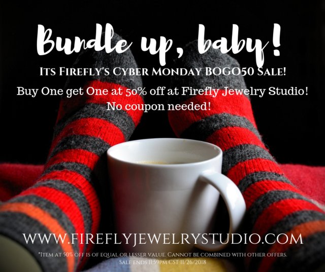 FireflyJwlryStu's tweet photo. It's #CyberMonday! 📱💻 Firefly's gone a-Bundling! Buy one item and get the second at 50% off! No coupon needed! #Sale https://t.co/HaMjoT5Q5B https://t.co/4198gLeJCG