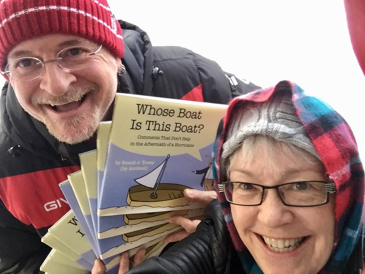 HollyWroteit's tweet photo. @StephenAtHome #overjoyed that we #Canadians got our copies of #StephenColbert #whoseboat in time for #Christmas #gifting. #hurricanerelief https://t.co/bA4q2WTicG