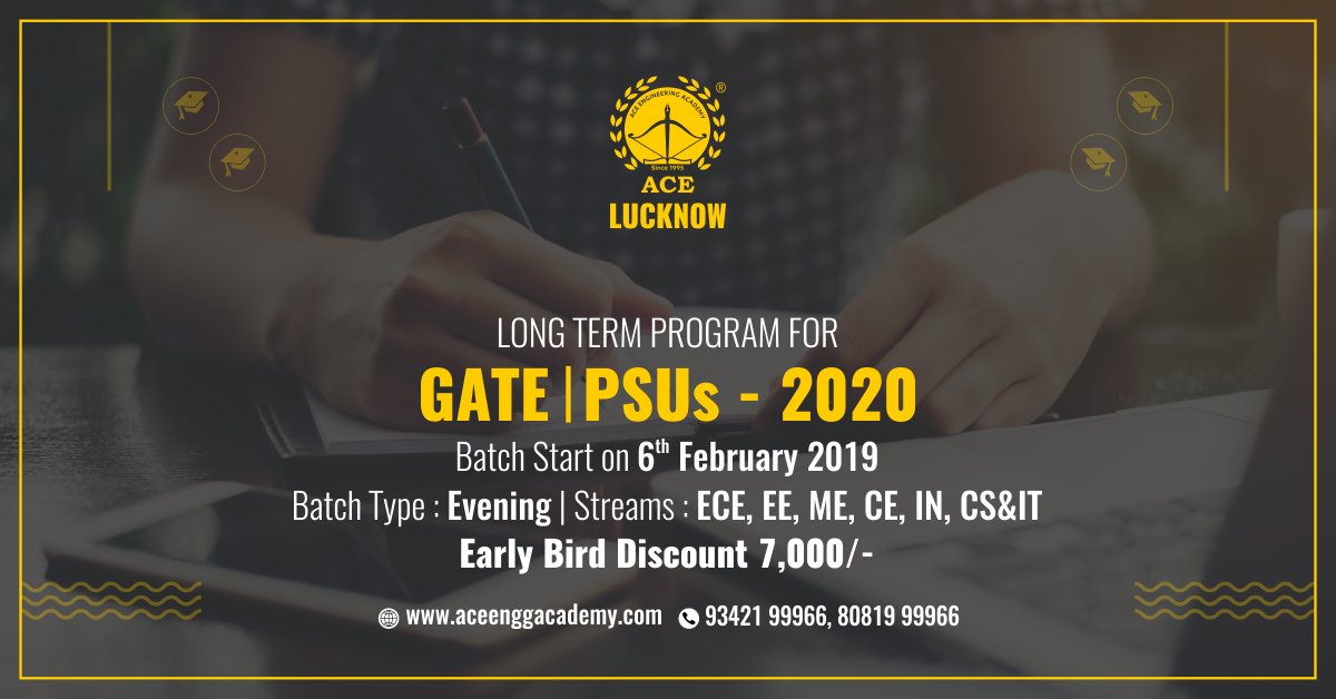 ACE_Enggacademy's tweet photo. ACE Lucknow has 📢📢Announced New Evening batch for GATE + PSUs 2020.
✍️Admissions are now open, Hurry Up‼️Enroll Now : https://t.co/XaD5sN6d8c
☎ 93421 99966, 0522 4046966.
#aceacademy #gateclassroomcoaching #gateclasses #gatebooks #gatetestseries #aceengineeringacademylucknow https://t.co/UwHEfJTiw5