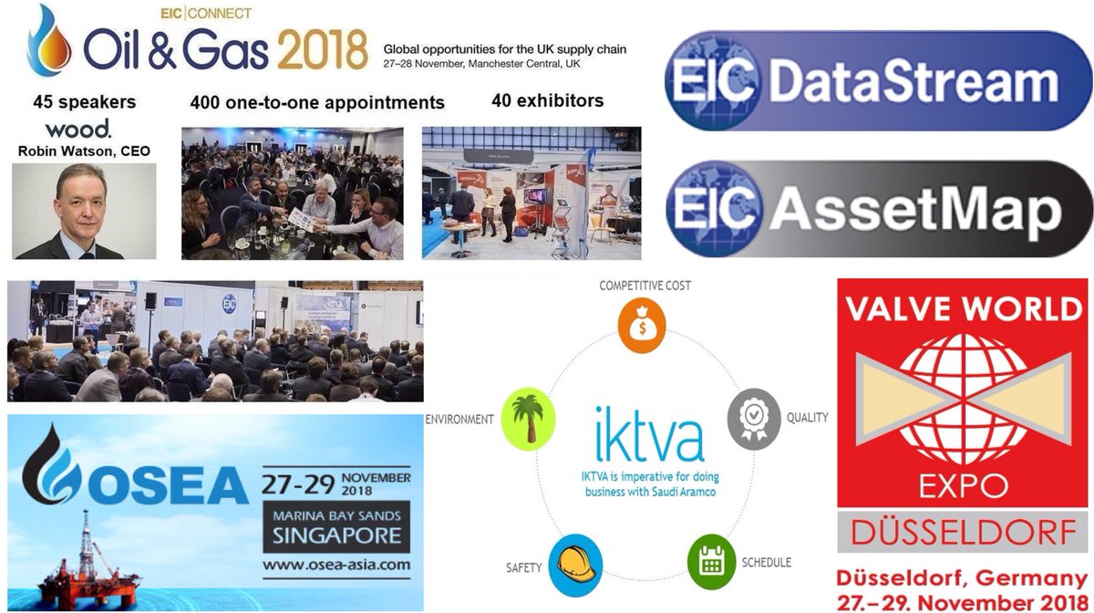 Stu_BroadleyEIC's tweet photo. PHEW! This is EIC’s busiest week of 2018! @ValveWorld &amp; #OSEA #UKpavilions, #IKTVA , #EICConnect #Oil &amp; #Gas #Manchester &amp; a members update @TheEICEnergy 
#EICDataStream #EICAssetMap https://t.co/tFsR9pusPm