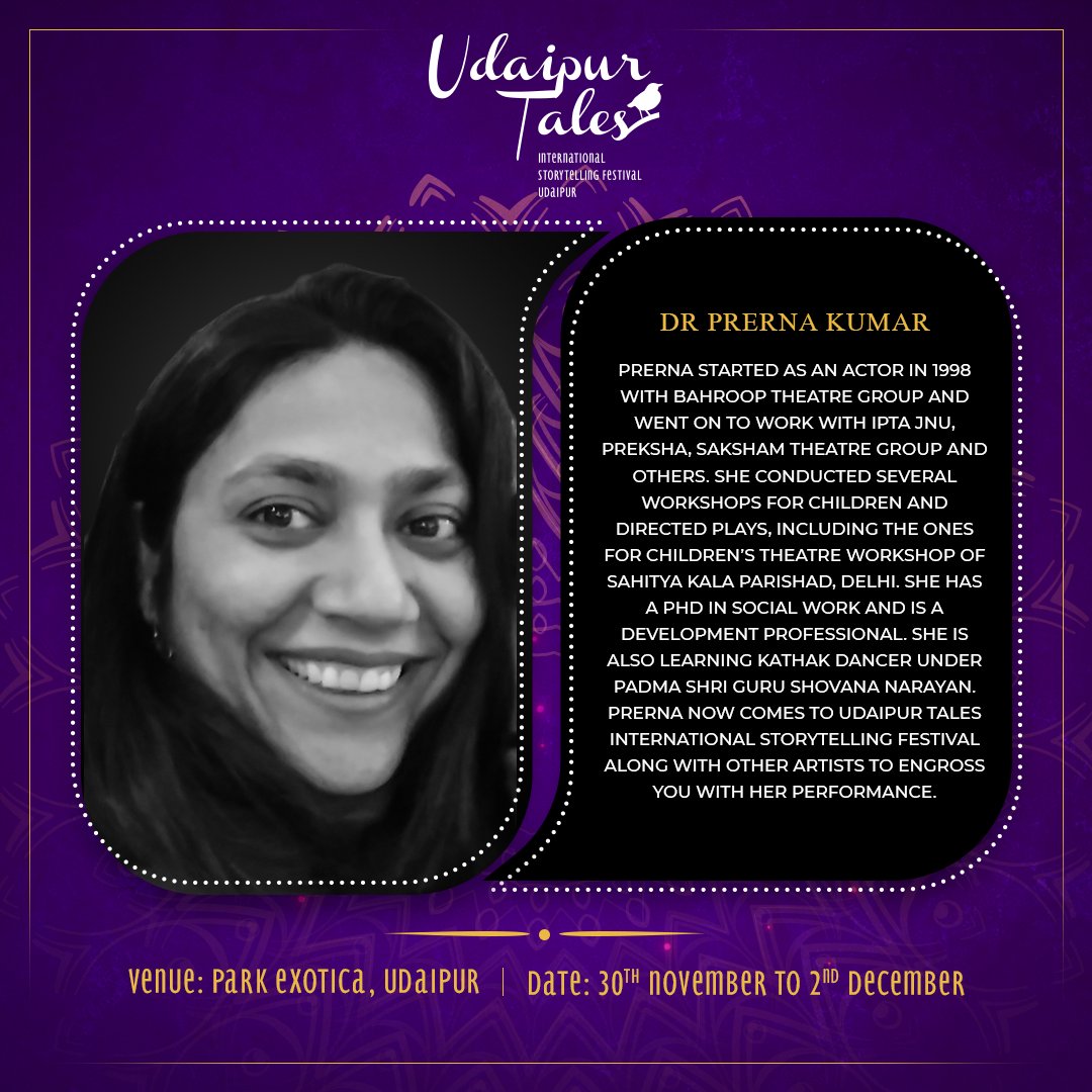UdaipurTales's tweet image. (2/2) #UTF2018
Yogesh Pandey, Ashique Kumar, Lakhan Ahirwar, Pt. Anil Mishra, Dr Prerna Kumar &amp;amp; Punit Tiwari. The 6 fine artists come together to Udaipur Tales Int'l Storytelling Festival to engross with their performance.
Dates: Nov 30- Dec 2'18.
Tickets: bit.ly/2PC9d4n