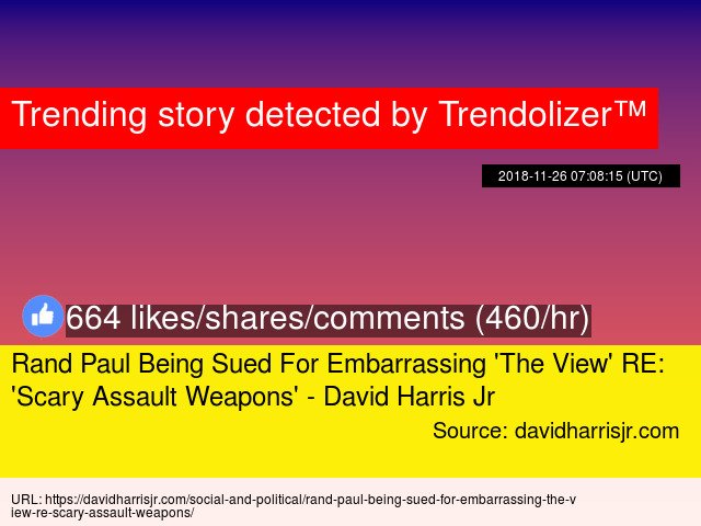RandPaulizer's tweet image. Rand Paul Being Sued For Embarrassing 'The View' RE: 'Scary Assault Weapons' - #DavidHarrisJr randpaul.trendolizer.com/2018/11/rand-p…