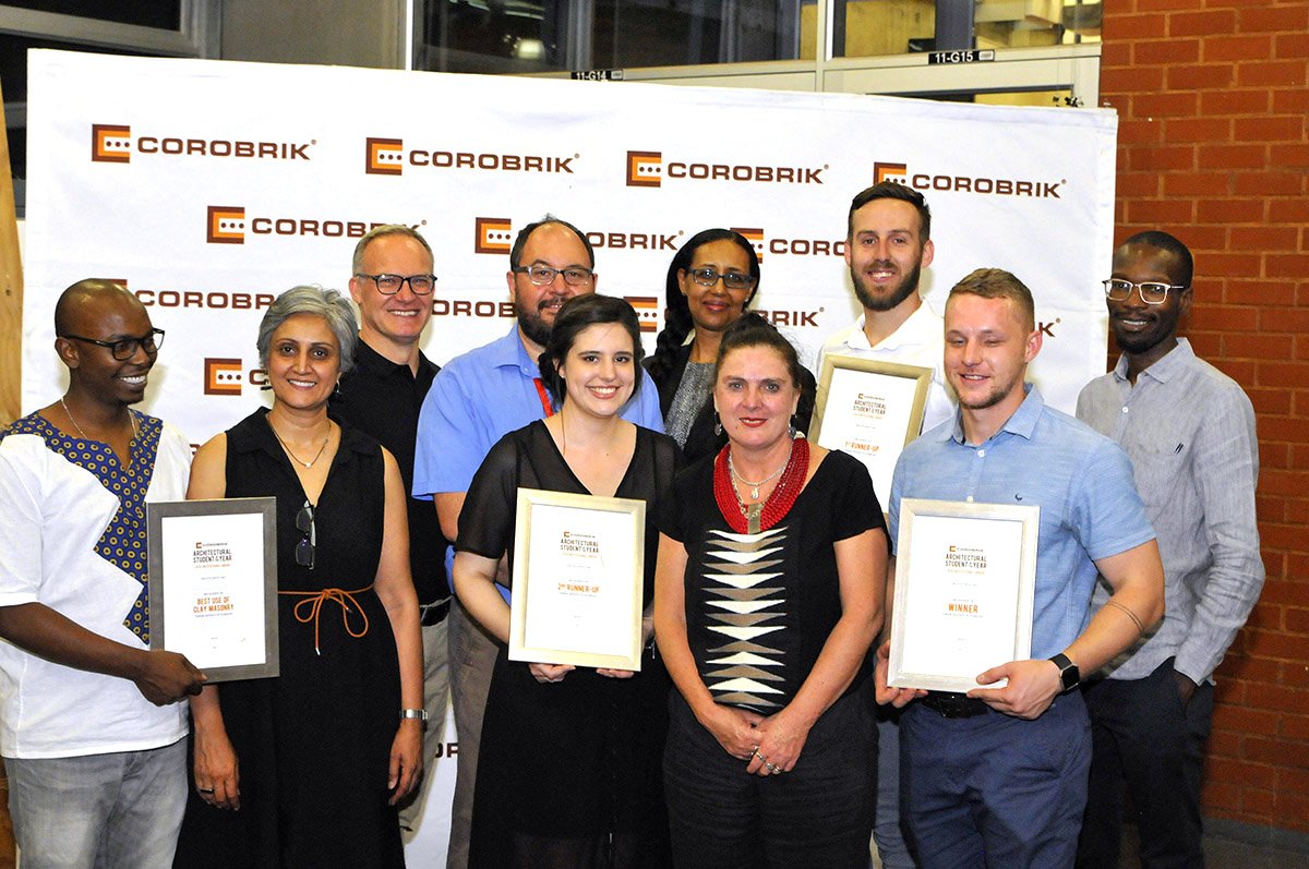TUT_Arch's tweet photo. The full team of #TUTArch2018 Corobrik winners! Congratulations once more to Siyanda Nkosi, Carla Lize Schmidt, @KP_Coulson and Ruan Jansen van Rensburg with big thanks to the final year staff team for your dedication and devotion to creating top-notch architecture students. https://t.co/Bat1TV3wyU
