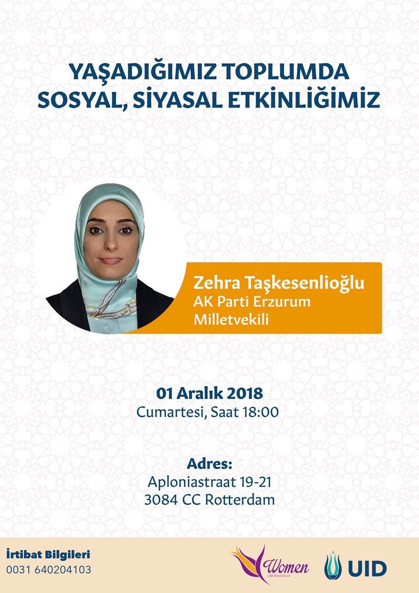 Uluslararasi Demokratlar Birliği Kadın kollarının organize ettiği “ YAŞADIĞIMIZ TOPLUMLARDA SOSYAL, SİYASAL ETKİNLİĞİMİZ “konferanslarında Rotterdam ve Essen’de vatandaşlarımızla  buluşacağız @bilgi_blent <a href="/asut_ayse/">Ayşe Aşut</a> <a href="/UETDNetherlands/">UETD Netherlands</a> @UetdRuhr <a href="/U_I_D/">Union of International Democrats</a> <a href="/u_i_dwomenhq/">UID Women</a>