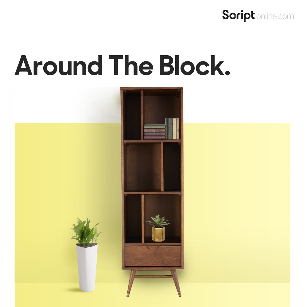 scriptonlineind's tweet image. Standing tall against a wall for a built-in look, or working as a partition to divide a space into two, the Block One Drawer Bookcase can be used in multiple ways to meet your specific needs. It can grace your living room, library, bedroom and office. #ScriptYourSpace #furniture