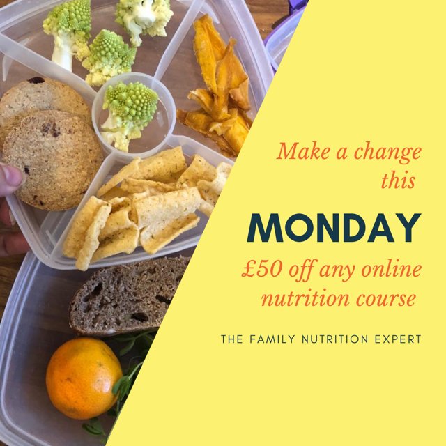 Start your week healthy:  My gift to you today is £50 off any of my online courses!

Simply go to …family-nutrition-expert.thinkific.com and use code 50offmonday on any course.