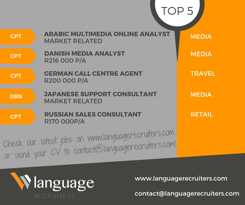 foreignstaff's tweet photo. #HappyMonday! It's a new week, and we have some AWESOME job opportunities for you! Land your #DreamJob in #SouthAfrica before the year ends! Have a look at our top 5 jobs for the week and make sure you get in touch today! https://t.co/WyUIuTlD1Q #JobSeekers #Travel #Africa https://t.co/0vyTREJaYi
