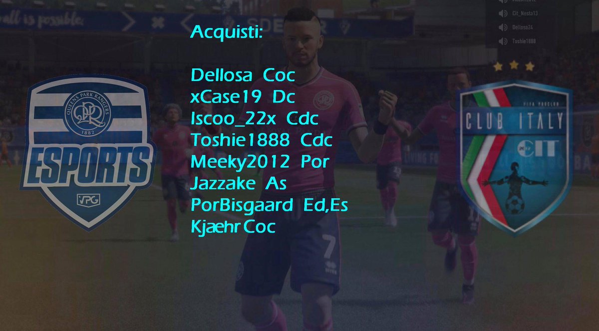 NewClubitalycit's tweet photo. Chiudiamo così la nostra campagna acquisti... 
Arrivano dal @QPReSports: 
@DellosaVPG  @xCase19 @PrexzAA @Toshie1888 @lyndon_meek1992 @Jazzake9 @ProBisgaard @F_Kjaehr7 https://t.co/njjYtmcRcZ