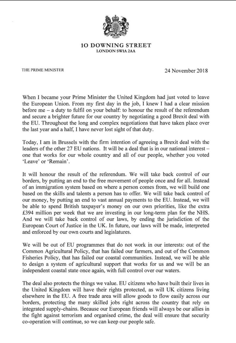 KennethTharp's tweet photo. I’m not sure which thought is more alarming: a) that the PM genuinely believes her own hype b) that this letter could be written without the author believing in the veracity of its claims c) or the expectation that the British public will somehow swallow this. #LetterToTheNation https://t.co/kVeHjvF6dn