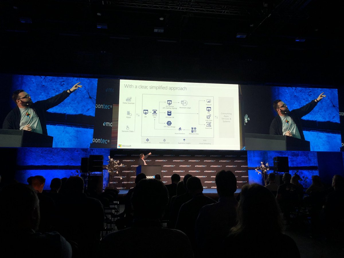 moontec_event's tweet photo. Konstantin Goldstein is giving a keynote on what is possible with @Azure #BuidlonAzure https://t.co/ruHYElUE50