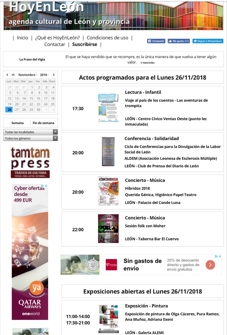 cafe_cristal's tweet photo. Consulta la agenda cultural de  #leonesp y provincia en https://t.co/DsVbc8JQFM Lunes 26 de Noviembre   #Música #Literatura #Pintura #Solidaridad y mucho más... https://t.co/TdiADVNJ43