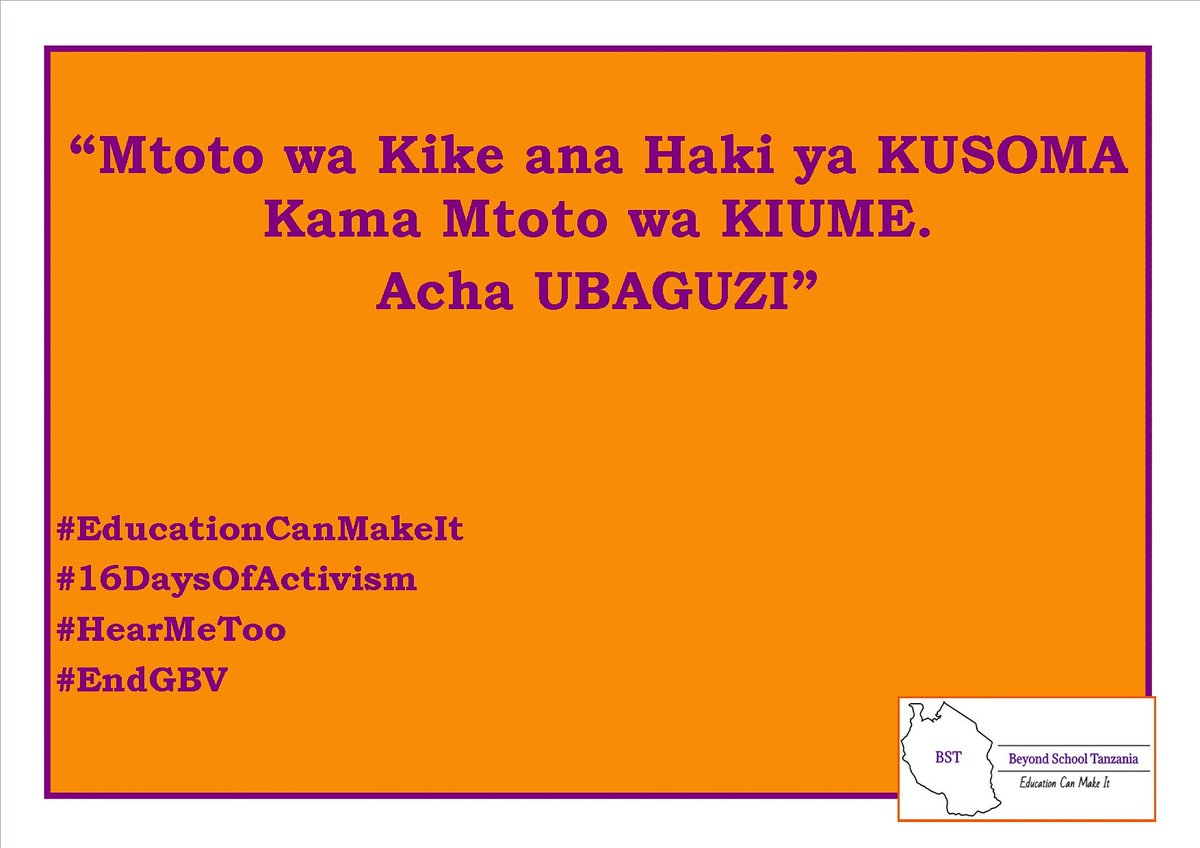 BeyondBst's tweet photo. Acha UBAGUZI! 

#EducationCanMakeIt 
#16DaysofActivism
#HearMeToo 
#EndGBV https://t.co/5WQl6crM22