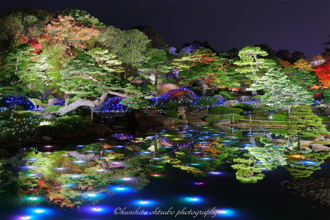 Kunihito Ohtsubo Na Twitteru Illumination Of The Japanese Garden Location 島根県松江市 日本庭園 由志園 東京カメラ部 Pashadelic Tokyocameraclub 写真撮ってる人と繋がりたい 由志園 由志園イルミネーション Camera Kitamura ライトアップ 紅葉