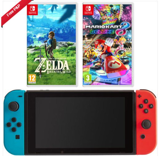 nintendo switch neon with mario kart 8 deluxe