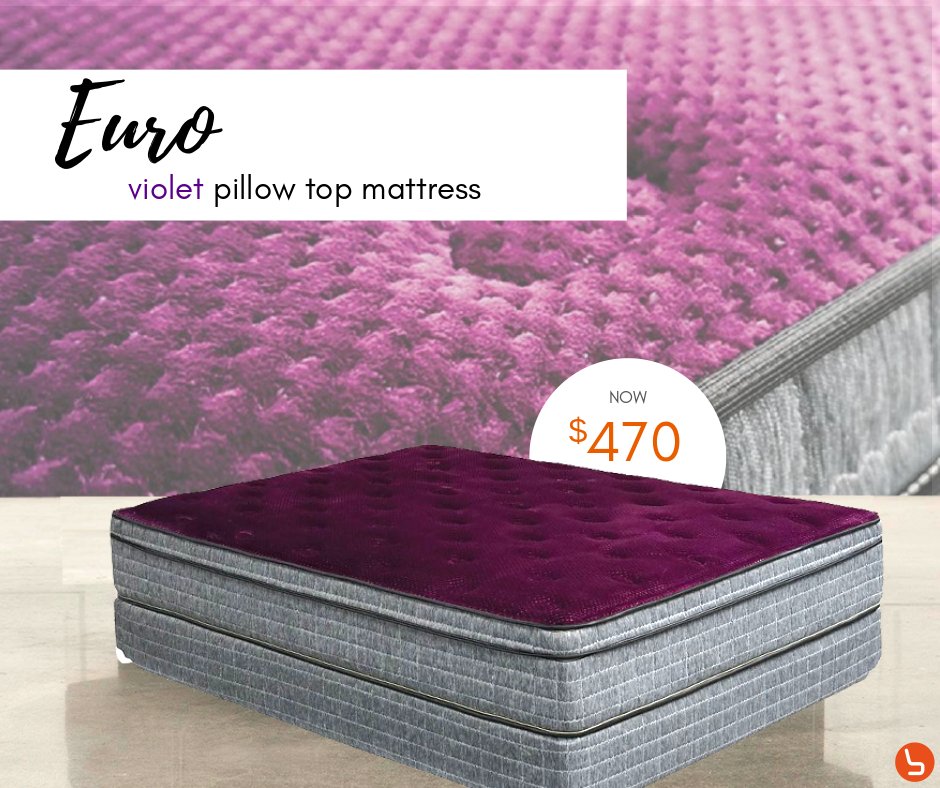 bulkeastore's tweet photo. Grab this steal before it's gone with our cozy Euro Violet Pillow Top Mattress for only $470 with a plush pillow top surface and premium cotton blend fabric: https://t.co/lLbXFxTj8v #losangeles #sandiego #cybermonday https://t.co/xbUPthlQle