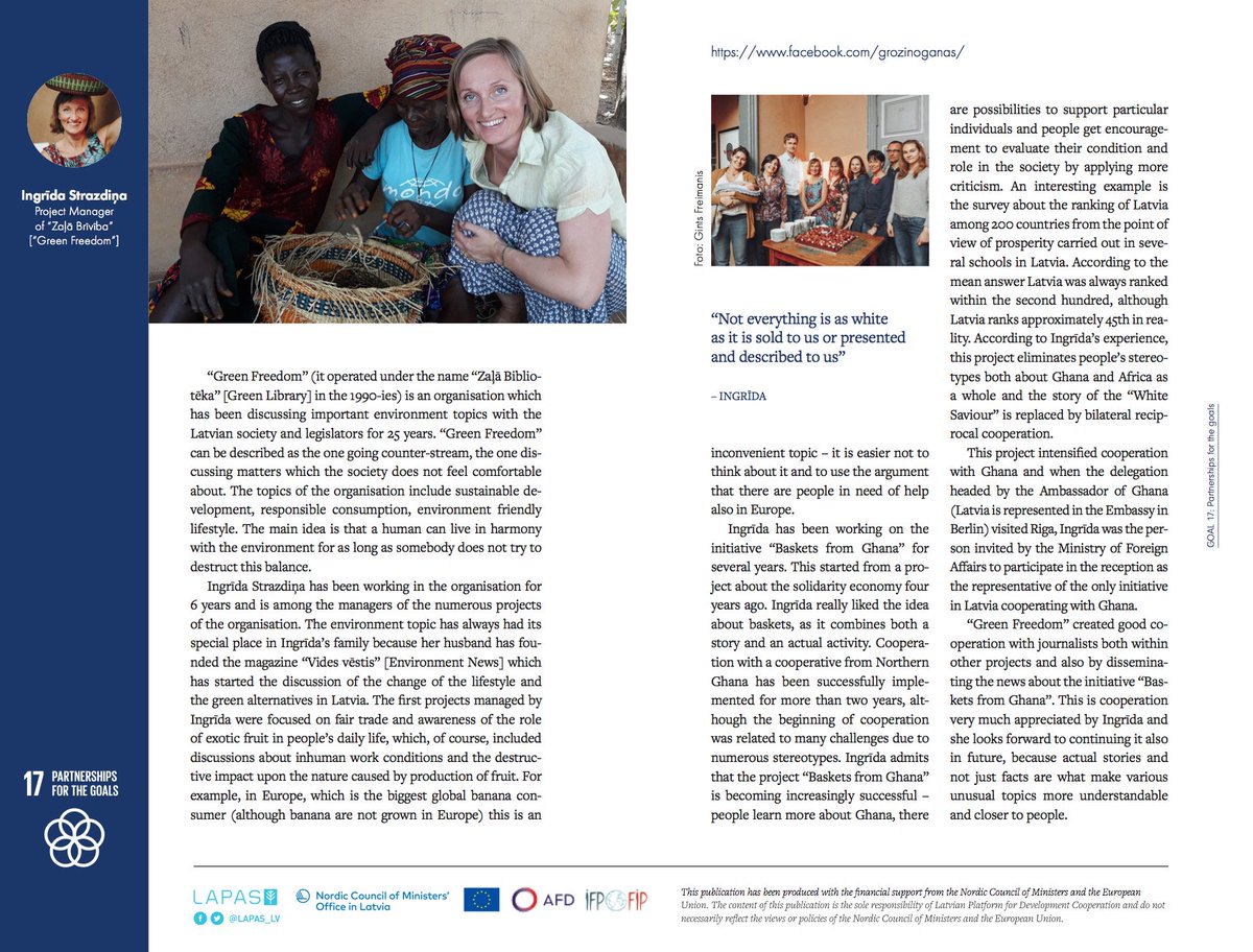 LAPAS_LV's tweet photo. Story about Ingrida, Latvian NGO @ZalaBriviba and baskets from Ghana - how the link between Latvia and global world can be explained and resources for direct support of women in Ghana raised. #SDGs4All #MakeEuropeSustainable4All #BalticsSDGs #SDG17 #GEW18 #Act4SDGs https://t.co/WhF0dfv9Wo