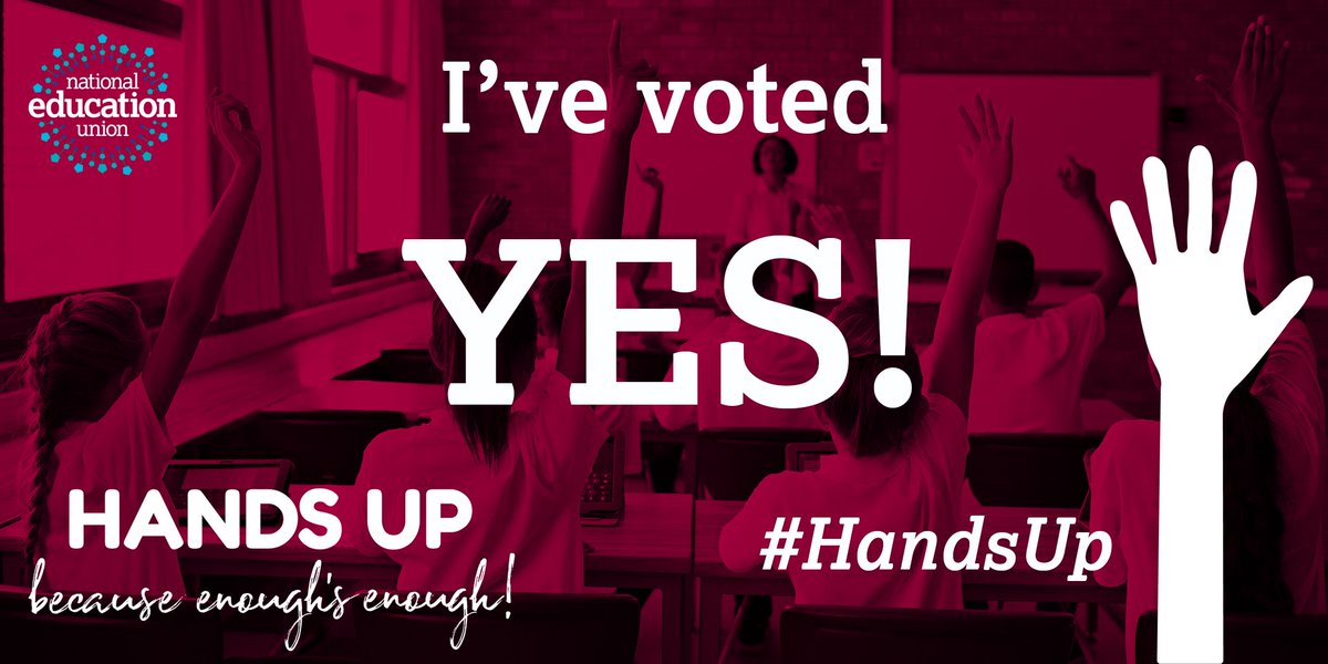 MsKSkinner's tweet photo. I voted YES because to take action against the cuts https://t.co/pYJSWZTKH8 #HandsUp via @NEUnion