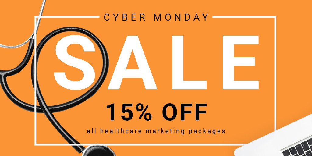 doceromarketing's tweet photo. #CyberMonday is here! Take off 15% off all healthcare marketing packages! https://t.co/CvM9cuhqpB https://t.co/H259r6YEQo
