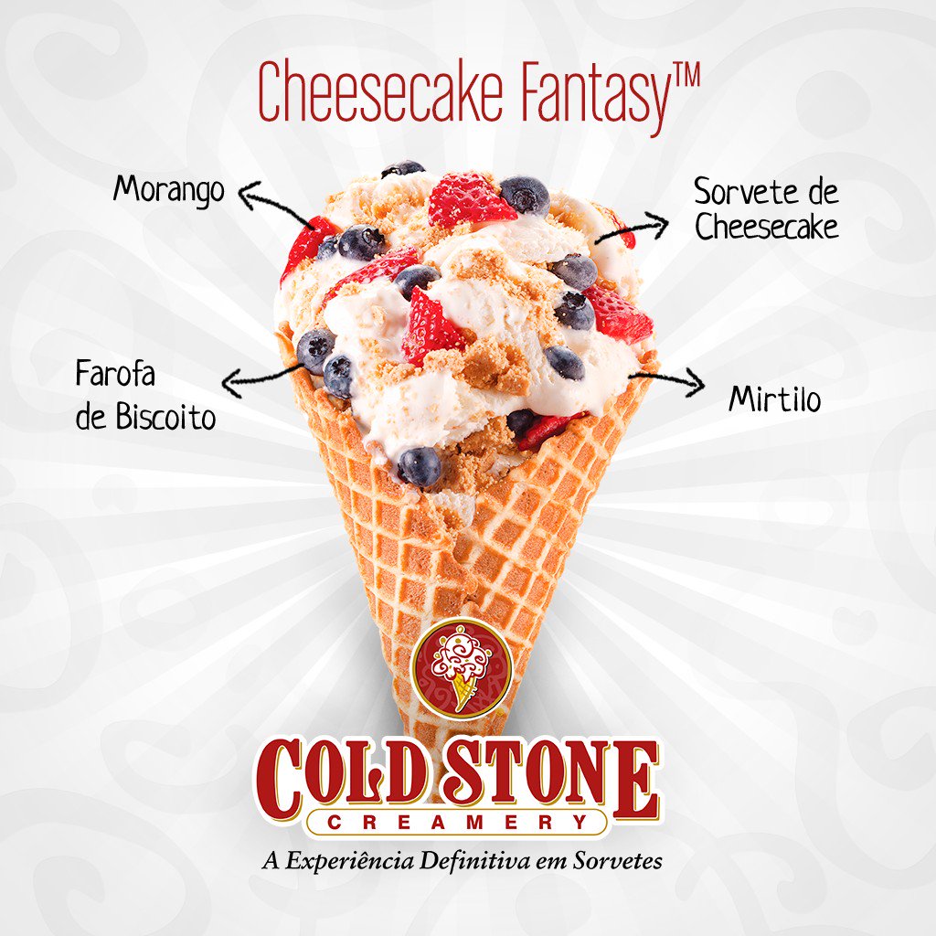 ColdStoneBrasil's tweet photo. Cheesecake Fantasy é aquela criação que deixa todo mundo feliz!! Realmente é ... https://t.co/C7wv0lh7Bj https://t.co/5YFhtI39Ub