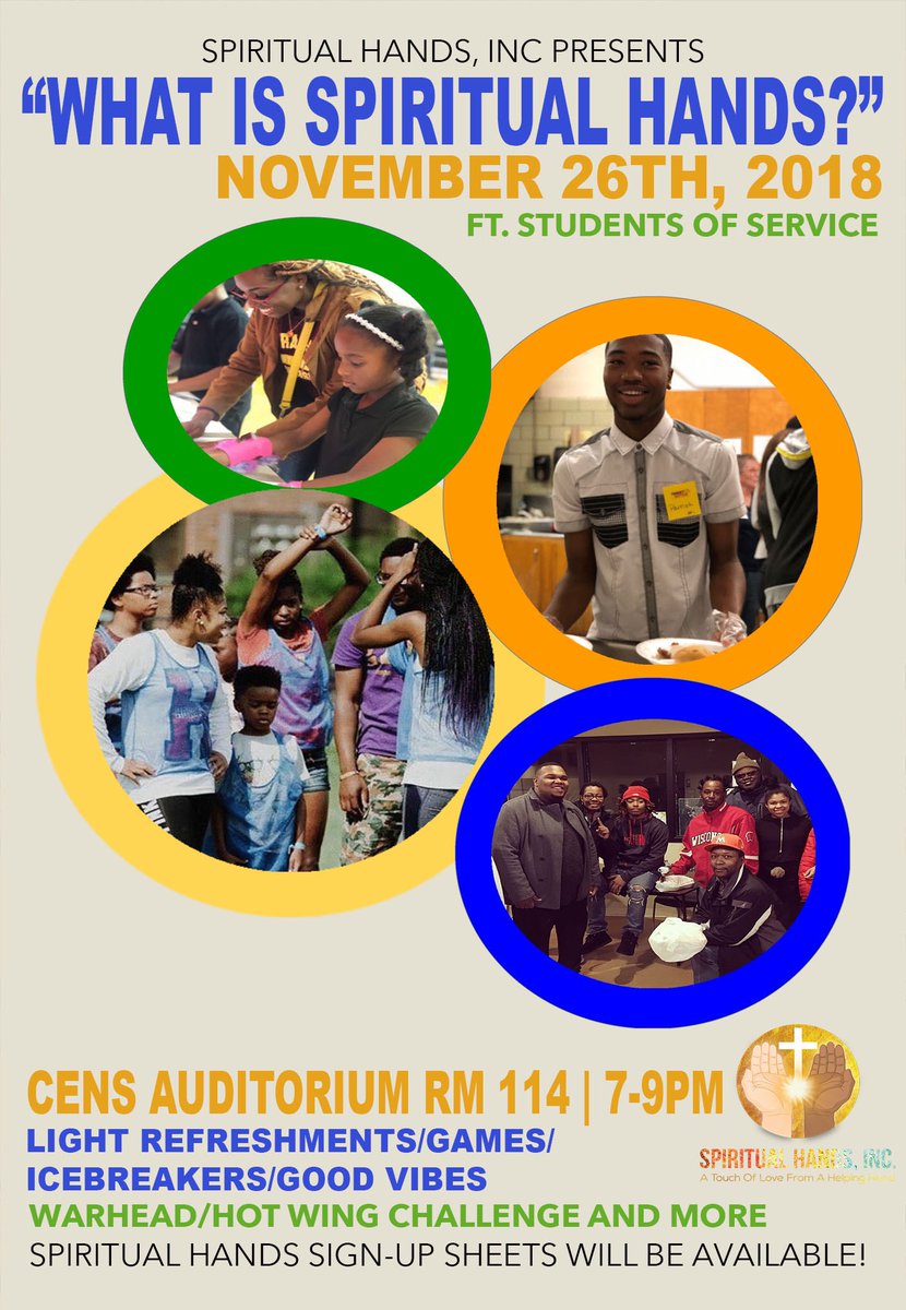 spiritualhands's tweet photo. Today, come out &amp; kick it with Spiritual Hands and @studentsofserv1 in CENS @ 7PM. https://t.co/rtMvfxoR3A